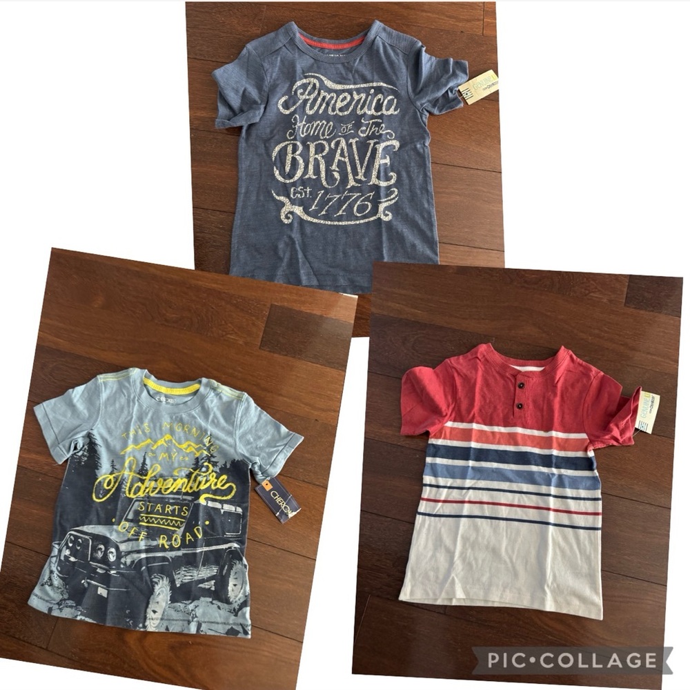 3 Boys Short Sleeve Tees - Patriotic Navy, Adventure Gray, Red Stripe